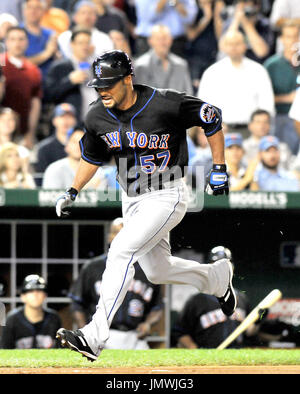 New York Mets pitcher Johan Santana (57) works in the first inning against  the Washington Nationals at Nationals Park in Washington, D.C. on Friday,  August 17, 2012..Credit: Ron Sachs / CNP.(RESTRICTION: NO