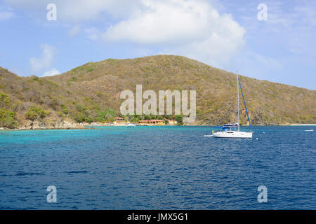 Sailing Boat by Tortola Island, Caribbean Sea, Tortola Island, British Virgin Islands, Caribbean Sea Stock Photo