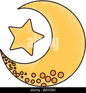 cute moon with star Stock Vector