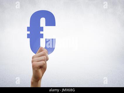 Digital composite of Hand holding euro cut out currency Stock Photo