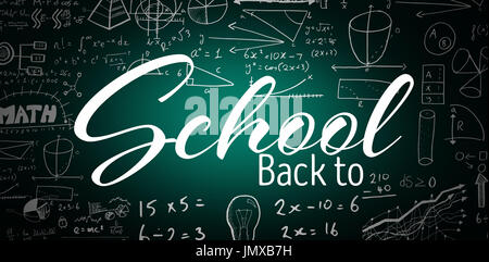 Back to school text over white background against green background with vignette Stock Photo