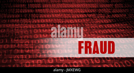 Fraud Security Warning on Red Binary Technology Background Stock Photo