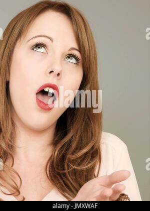 Portrait of a Woman Discussing or Arguing a Point or Opinion in Perhaps a Political or Public Debate Stock Photo