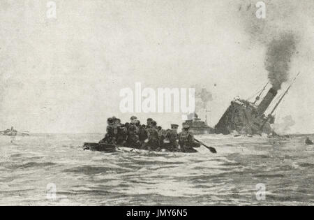 HMT Aragon sinking, 30 December 1917 Stock Photo