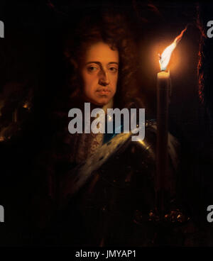 King William III of England, Scotland and Ireland (William of Orange: 1650-1702), who ruled as joint monarch with his wife Queen Mary II until her death in 1694 and then as sole monarch until 1702. Portrait by Godfried Schalcken, oil on canvas, c.1695. Stock Photo