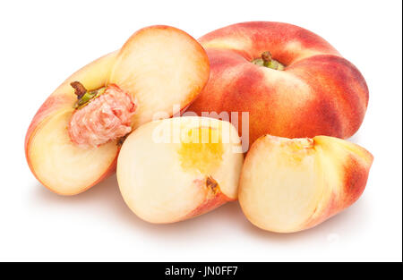 sliced flat peach path isolated Stock Photo