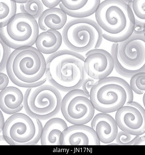 Abstract white background in 1960s style. Geometric lined seamless pattern. Black and white spiral texture Stock Photo