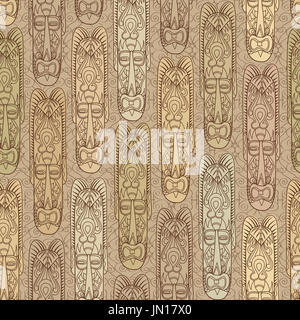 Ethnic seamless pattern, tribal style. African mask tiled background. Stock Photo