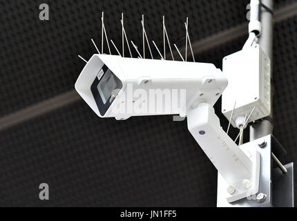 Berlin, Germany. 27th July, 2017. A CCTV camera fitted with spikes to deter pigeons and other birds inside the Suedkreuz train station in Berlin, Germany, 27 July 2017. Photo: Paul Zinken/dpa/Alamy Live News Stock Photo