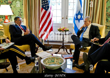 United States Secretary of Defense Leon E. Panetta meets with Prime Minister Benjamin Netanyahu of Israel at Blair House, Washington, D.C., Tuesday, March 5, 2012. .Mandatory Credit: Chad J. McNeeley / DoD via CNP