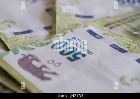 500 Argentina pesos bills Detail background Stock Photo