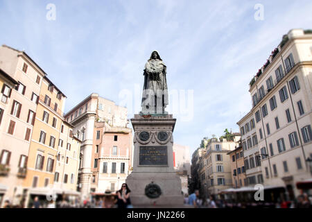 Giordano Bruno statue at the Campo Dei Fiori square in Rome, Italy Stock Photo