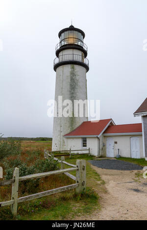 Highland Light Station, also known as Cape Cod Light, is located on Outer Cape Cod within Cape Cod National Seashore in North Truro. Stock Photo