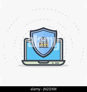 Laptop shield protection Stock Vector