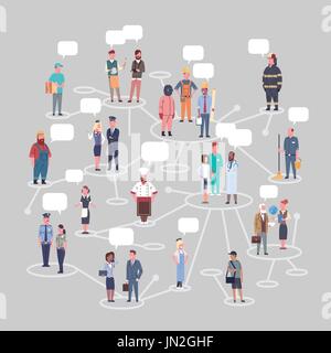 People Group Conncetion Different Occupation Set Workers Profession Collection Stock Vector