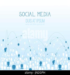 Social Media Icons Connected With Lines Network Communication Users Concept Stock Vector