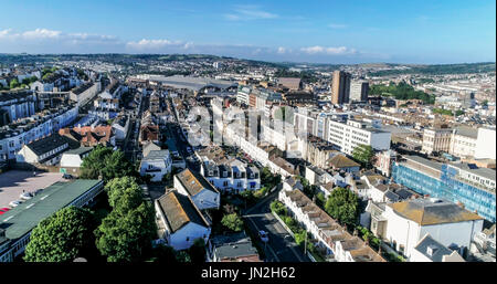 Aerial view of  the town of Brighton, England. Around the train station Stock Photo