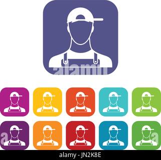 Plumber icons set Stock Vector