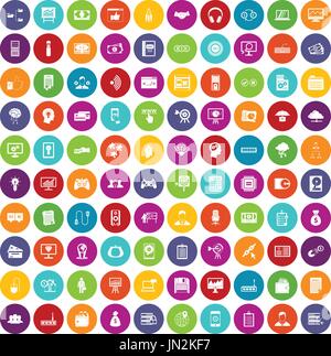 100 IT business icons set color Stock Vector