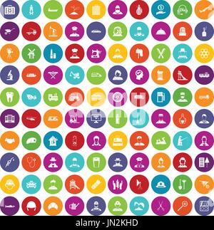 100 job icons set color Stock Vector