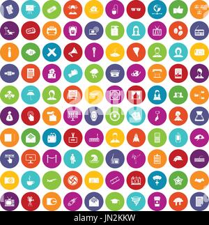 100 journalist icons set color Stock Vector