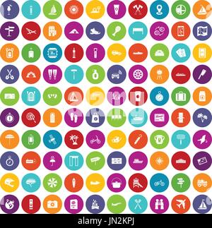 100 journey icons set color Stock Vector