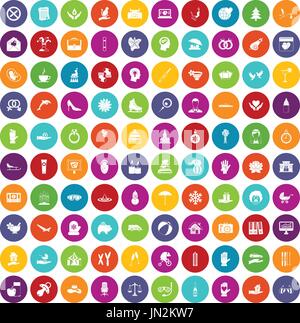 100 joy icons set color Stock Vector