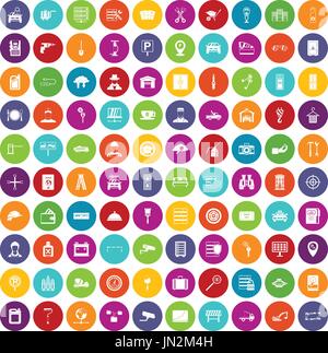 100 keys icons set color Stock Vector