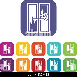Window cleaning icons set Stock Vector