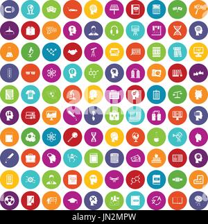 100 knowledge icons set color Stock Vector