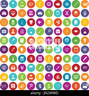 100 lab icons set color Stock Vector