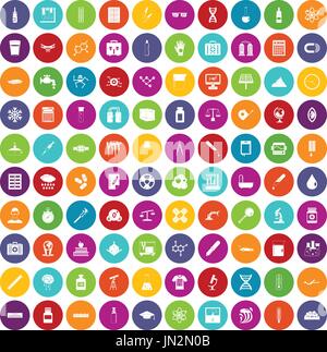 100 laboratory icons set color Stock Vector