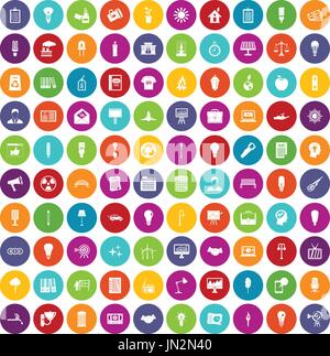 100 lamp icons set color Stock Vector