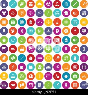 100 libra icons set color Stock Vector