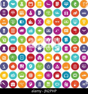 100 loans icons set color Stock Vector