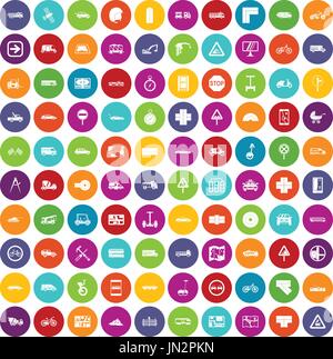 100 location icons set color Stock Vector