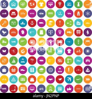 100 logistic and delivery icons set color Stock Vector