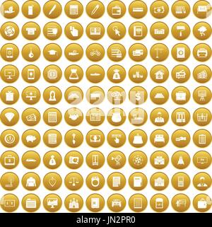 100 credit icons set gold Stock Vector