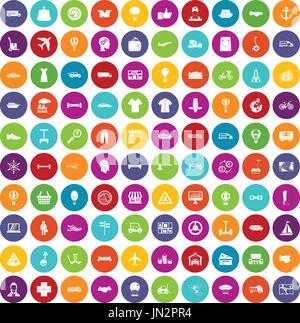 100 logistics icons set color Stock Vector