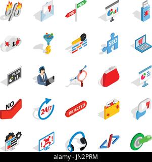 Analytics icons set, isometric style Stock Vector