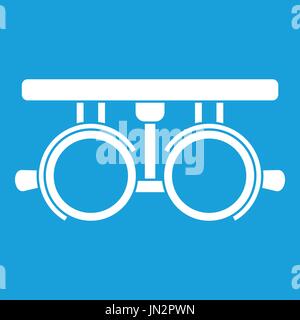 Trial frame for checking patient vision icon white Stock Vector