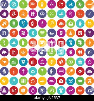 100 love icons set color Stock Vector