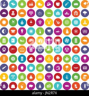 100 lumberjack icons set color Stock Vector