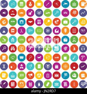 100 magnifier icons set color Stock Vector