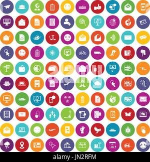 100 mail icons set color Stock Vector