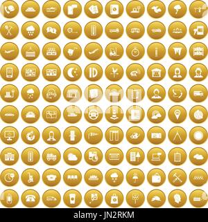 100 dispatcher icons set gold Stock Vector