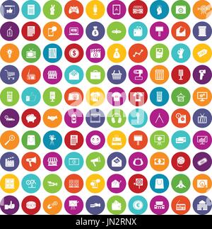 100 marketing icons set color Stock Vector