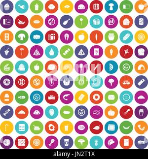 100 meal icons set color Stock Vector