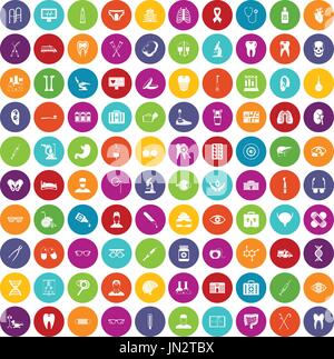 100 medical icons set color Stock Vector