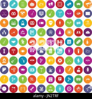 100 meeting icons set color Stock Vector